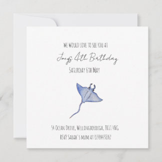 Simple Baby Boy Ocean Geburtstag Manta Ray Einladung
