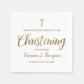 Simple Baby Christening Gold Cross Script Serviette (Vorderseite)