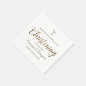 Simple Baby Christening Gold Cross Script Serviette (Ecke)