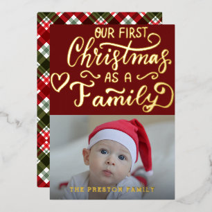 Simple Baby First Christmas Foto Collage Red Folien Feiertagskarte