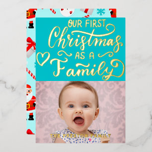 Simple Baby First Christmas Foto Collage Red Folien Feiertagskarte