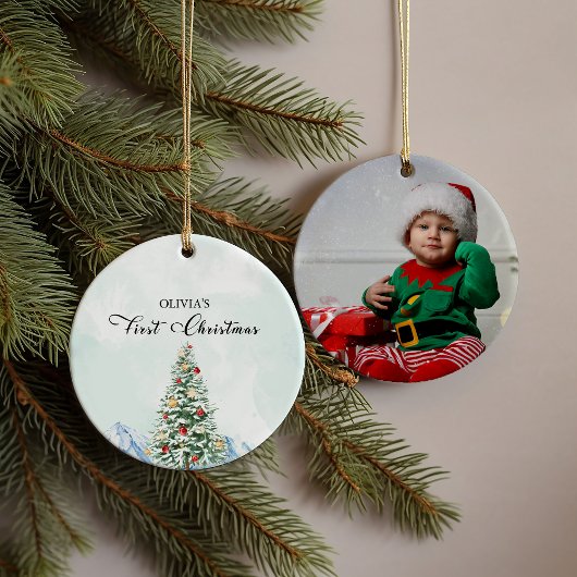 Simple Baby First Christmas Foto Keramik Ornament