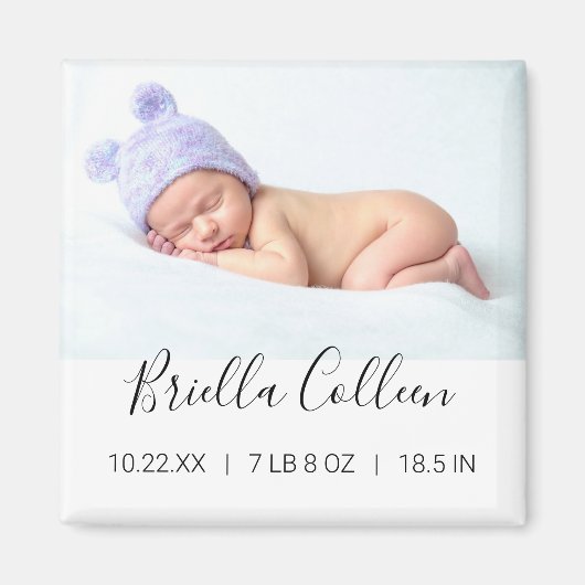 Simple Baby Foto Birth Announcement Magnet (Vorne)