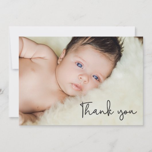 Simple Baby Foto Danke, Script Birth Ankündigung (Vorderseite)