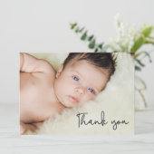 Simple Baby Foto Danke, Script Birth Ankündigung (Stehend Vorderseite)