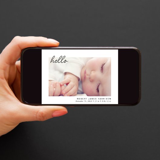 Simple Baby Foto Hello Birth Ankündigung