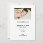 Simple Baby Foto Vielen Dank Script Birth Dankeskarte (Rückseite)