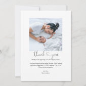 Simple Baby Foto Vielen Dank Script Heart Ankündigung (Rückseite)