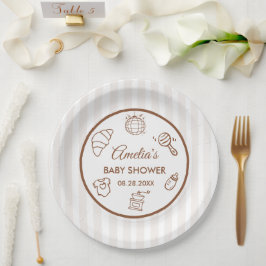 Simple Baby Is Brewing Doodle Coffee Baby Shower Pappteller