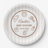 Simple Baby Is Brewing Doodle Coffee Baby Shower Pappteller (Vorderseite)
