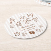 Simple Baby Is Brewing Doodle Coffee Baby Shower Runder Pappuntersetzer (Angewinkelt)