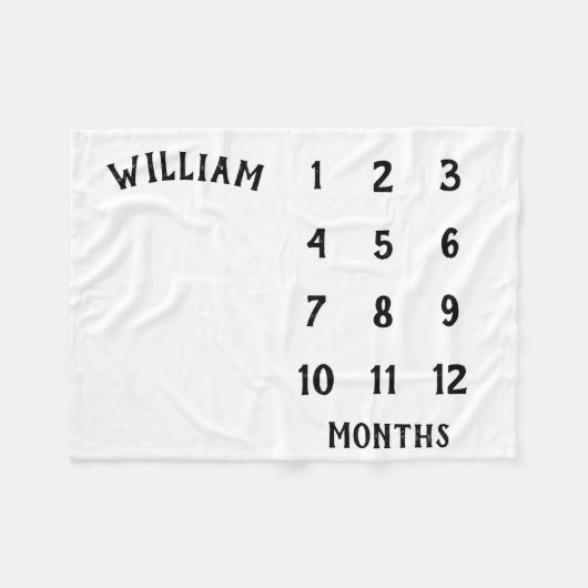 Simple Baby Milestone Monthly Baby Blanket Fleecedecke (Vorderseite (Horizontal))