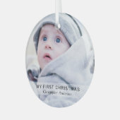 Simple Baby 'My First Christmas Foto Keepake Ornament Aus Glas (Vorderseite links)