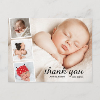 Simple baby shower thank you cards postkarte