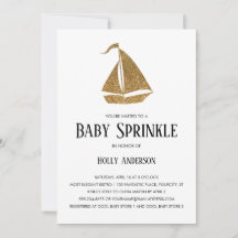 Simple Baby Sprinkle Imitate Gold Glitzer Sailboat