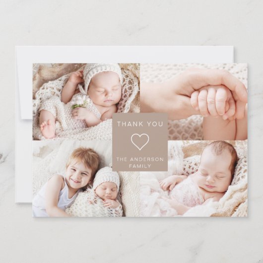 Simple Baby Vielen Dank für die Fotocollage Dankeskarte (Rückseite)