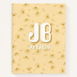 Simple baby yellow Notebook with initials  Notizblock