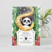 Simple Bamboo Kids'Panda Geburtstag Einladung (Stehend Vorderseite)