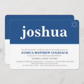 SIMPLE BAR MITZVAH cooler moderner Stern der david Einladung (Vorne/Hinten)