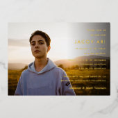 Simple Bar Mitzvah Foto Folieneinladung (Vorderseite)