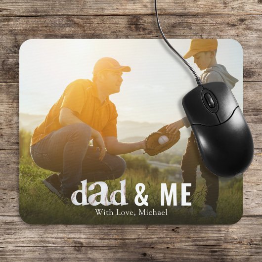 Simple Baseball Foto Calligraphy Daddy and Me Mousepad
