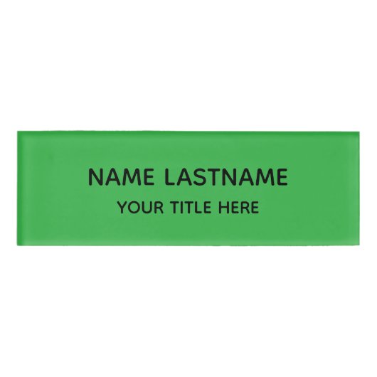 Simple Basic Bright Green Minimal Modern Title Namenschild (Vorderseite)