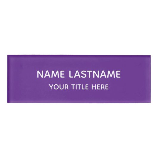 Simple Basic Minimal Purple White Modern Title Namenschild (Vorderseite)