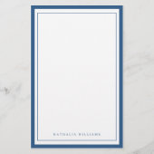 Simple Basic Navy Blue Border Stationery Briefpapier (Vorderseite)