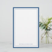 Simple Basic Navy Blue Border Stationery Briefpapier (Stehend Vorderseite)