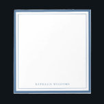 Simple Basic Navy Blue Border Stationery Notizblock<br><div class="desc">Elevate your correspondence with this simple and elegant navy blue border stationery notepad. Designed for a timeless and sophisticated look, this card features a clean white background framed by a classic navy blue border, making it perfect for personal or professional use. Whether you're writing thank-you notes, personal messages, or business...</div>