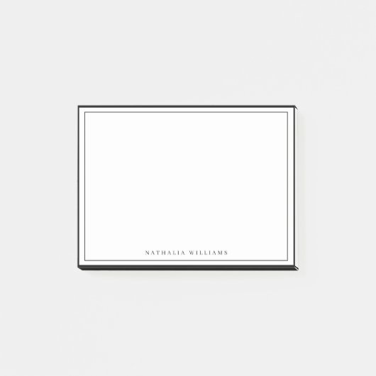 Simple Basic Personalize Black Border Stationery Post-it Klebezettel (Vorderseite)