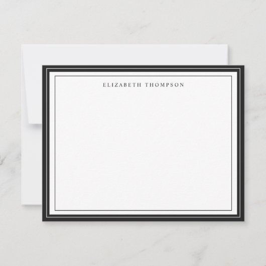 Simple Basic Personalized Black Border Mitteilungskarte (Vorderseite)