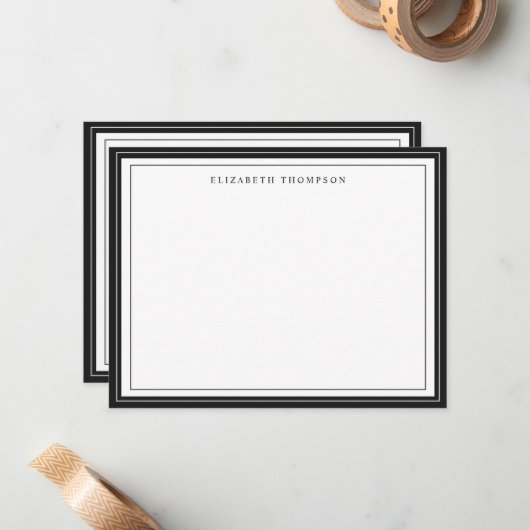 Simple Basic Personalized Black Border Mitteilungskarte (Vorderseite/Rückseite Beispiel)