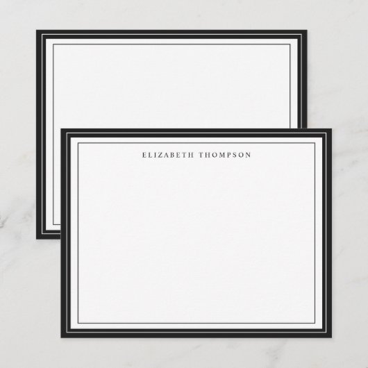 Simple Basic Personalized Black Border Mitteilungskarte (Vorne/Hinten)