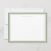 Simple Basic Personalized Sage Green Border Mitteilungskarte (Vorderseite)