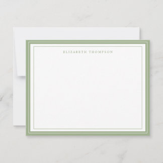 Simple Basic Personalized Sage Green Border Mitteilungskarte