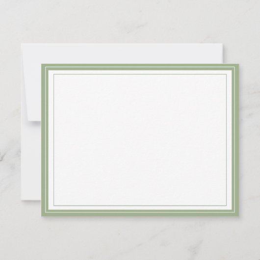 Simple Basic Personalized Sage Green Border Mitteilungskarte (Rückseite)