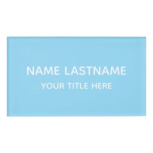 Simple Basic Sky Blue Minimal Modern  Namenschild (Vorderseite)