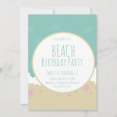 Simple Beach Birthday Party Sand Einladung (Vorderseite)