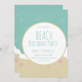 Simple Beach Birthday Party Sand Einladung (Vorne/Hinten)