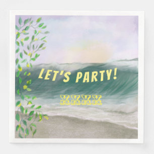 Simple Beach Birthday Picnic Serviette