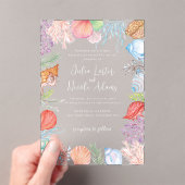 Simple Beach Blue Ocean Seashell Wedding Acryleinladungen (Insitu (Handheld))