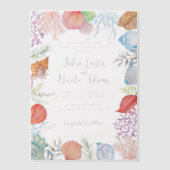 Simple Beach Blue Ocean Seashell Wedding Pergament Einladungen (Vorderseite)