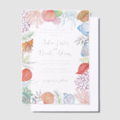 Simple Beach Blue Ocean Seashell Wedding Pergament Einladungen (Versetzt)