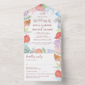 Simple Beach Ocean Seashell Wreath Wedding All In One Einladung (Innen Boden)