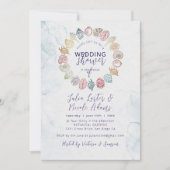 Simple Beach Ocean Seashell Wreath Wedding Einladung (Vorderseite)