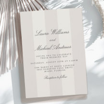 Simple Beach Sand Cabana Stripes Wedding