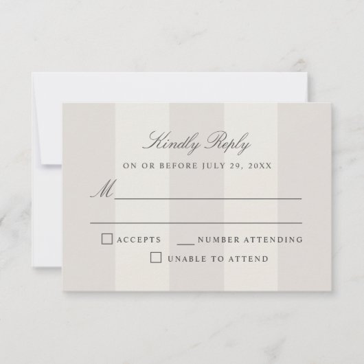 Simple Beach Sand Cabana Stripes Wedding RSVP (Vorderseite)