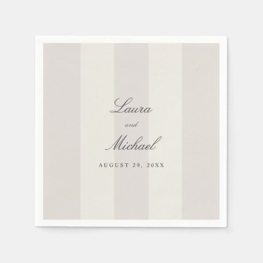 Simple Beach Sand Neutral Cabana Stripes Wedding Serviette (Vorderseite)