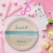 Simple Beach Sweet 16 Pappteller (Party)